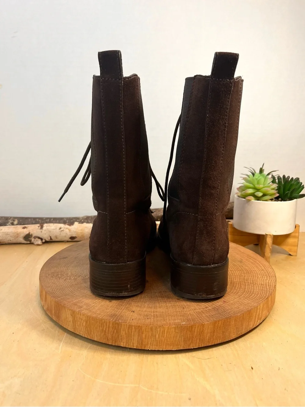 Tory Burch Brown Suede Broome Combat Boots Size 8